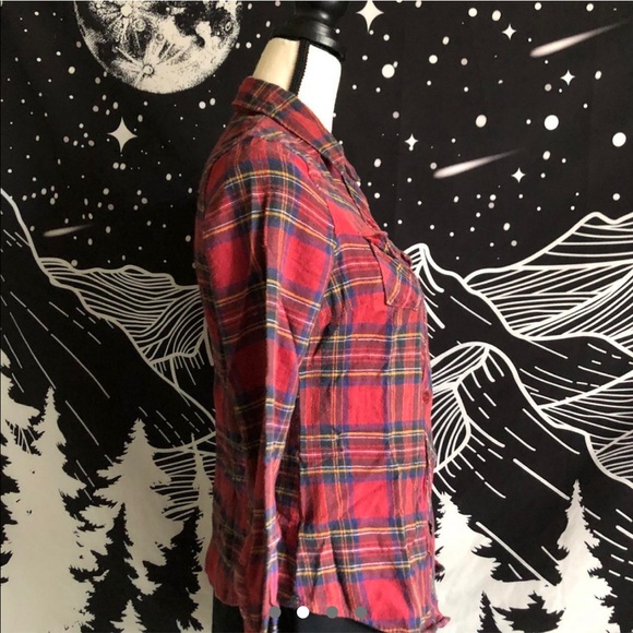 Red Plaid Long sleeve western style button down shirt - Picture 2 of 4